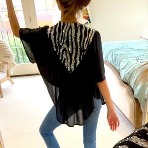 Mink Pink Open Front Top Sequins Shoulder  Detail